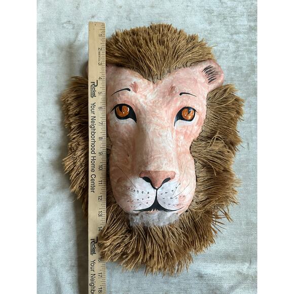 Vintage paper mache Lion head Wall Hanging Mask decor 16x11” animal nursery - Picture 5 of 9